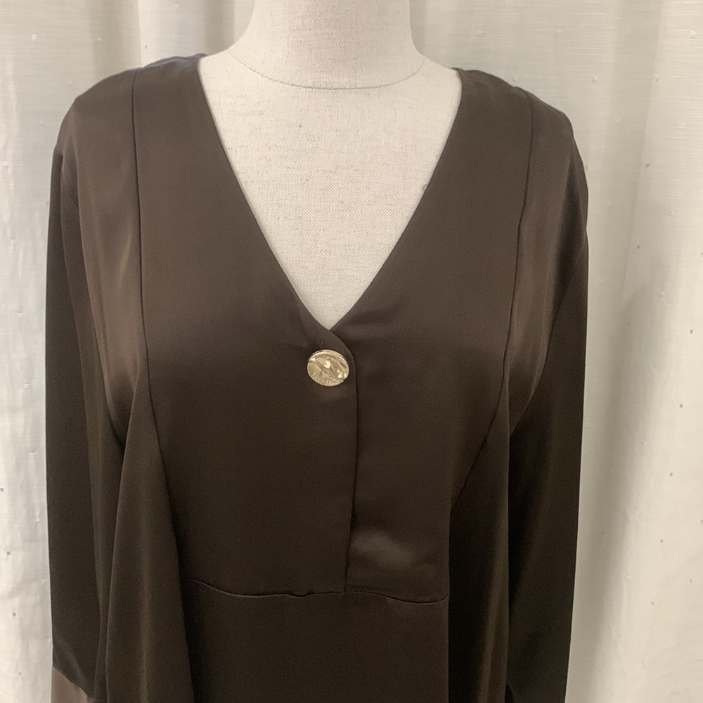 Zara Basic NWT Gold Button Satin Effect Top/Shirt/Blouse size L
